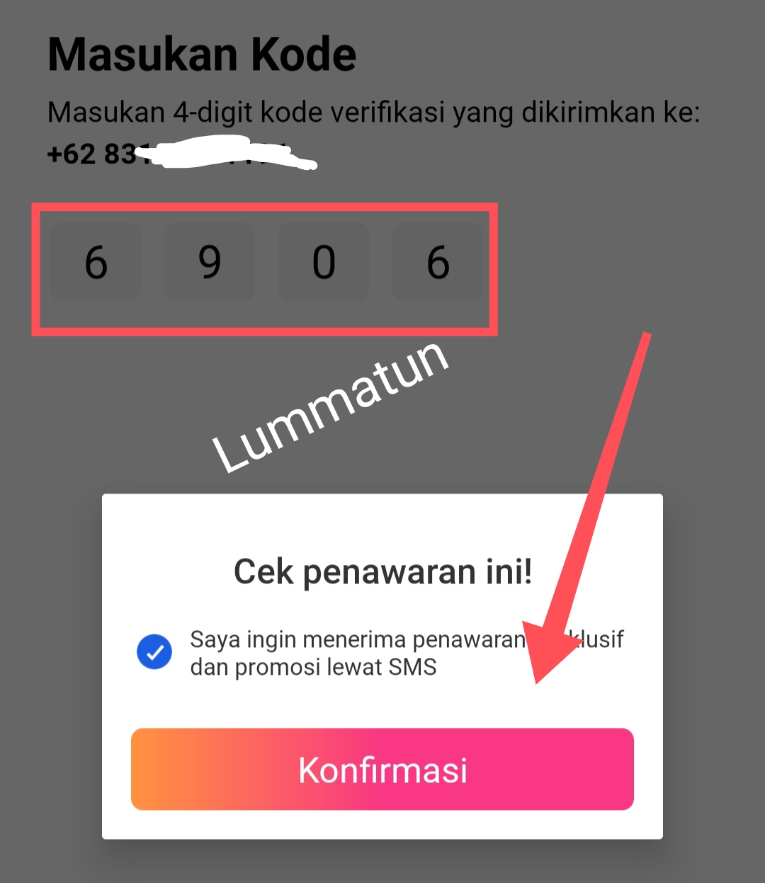Konfirmasi nomor telepon