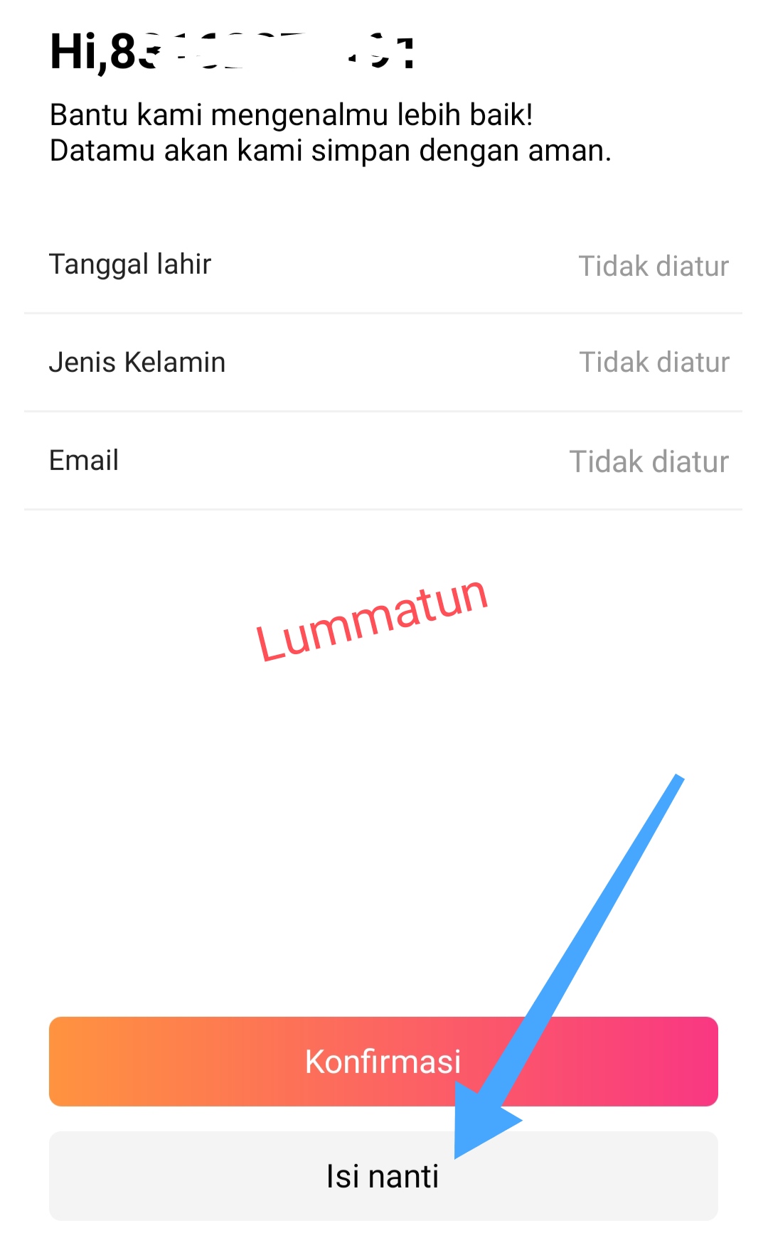 Melengkapi Profil lazada