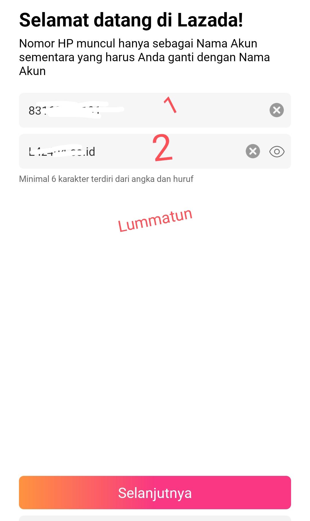 Membuat sandi lazada
