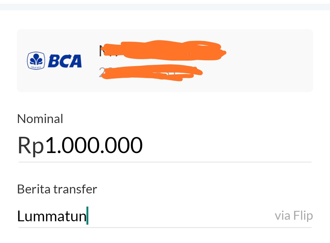 Menentukan nominal transfer bank