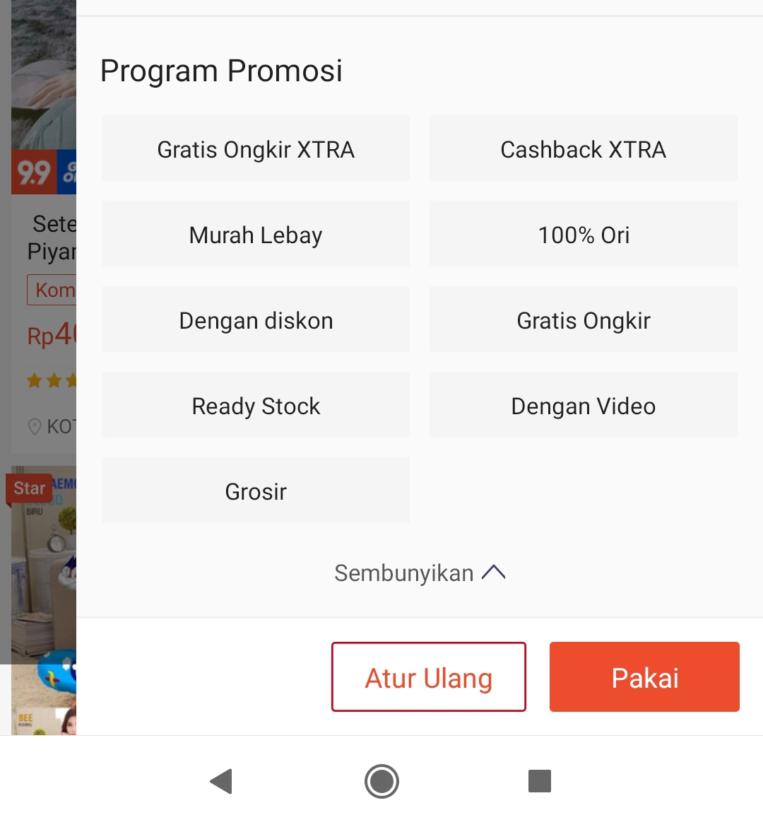 Filter Shopee Gratis ongkir