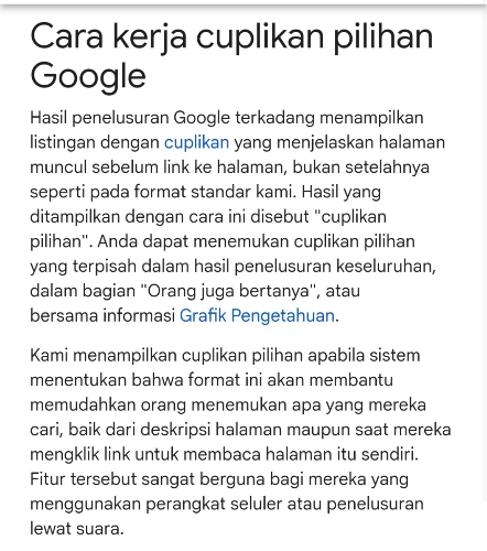 Menulis agar Banyak Pengunjung dengan Memahami Cuplikan pilihan Google