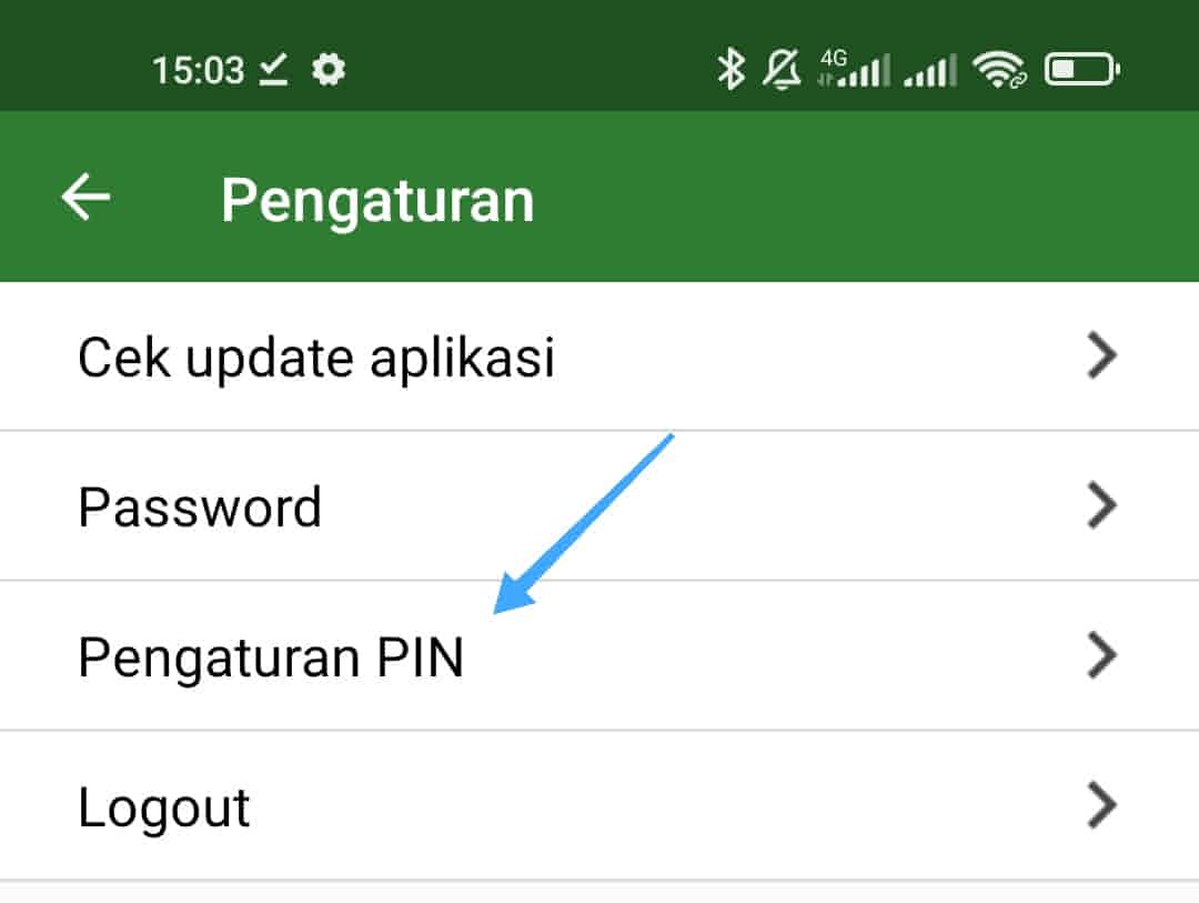 Pengaturan pin transaksi