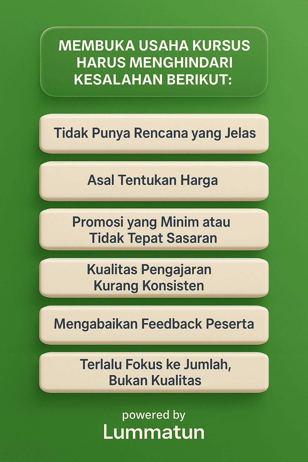 Kesalahan yang harus dihindari